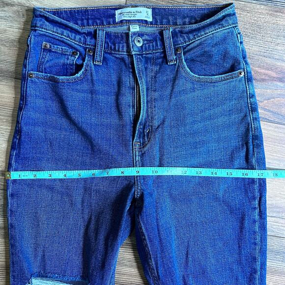 Abercrombie & Fitch Ankle Straight Ultra High Rise Curve Love Distressed 27 4 S - Picture 7 of 10